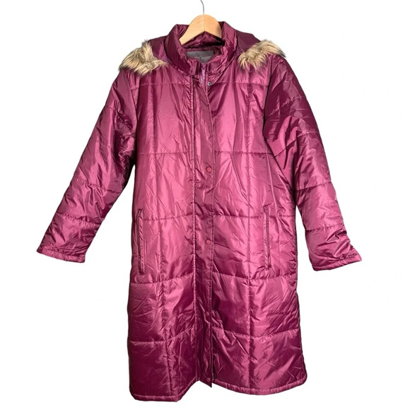 Weather Stoppers By Totes Women’s Cranberry Puffer Coat Quilted Parker Faux Fur - Picture 1 of 15